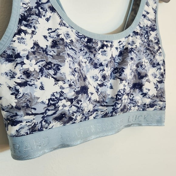 Lucky Brand Blue Floral Print Sports Bra Size XL