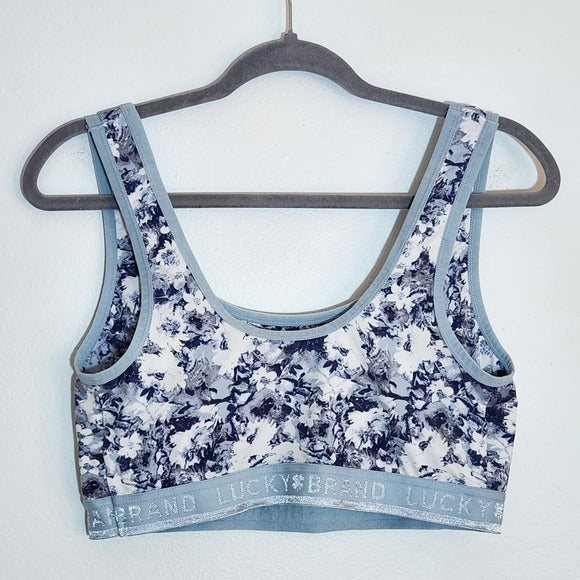 Lucky Brand Blue Floral Print Sports Bra Size XL