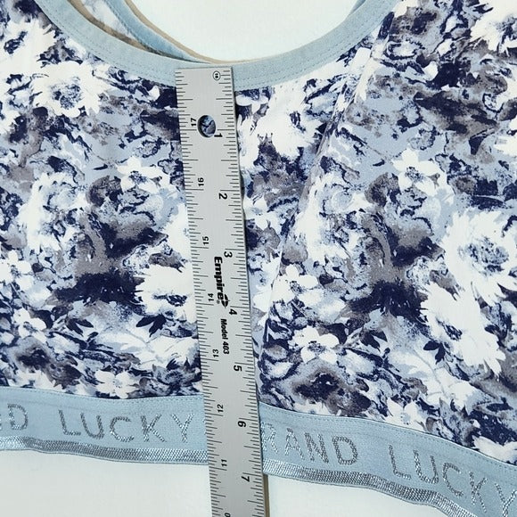 Lucky Brand Blue Floral Print Sports Bra Size XL