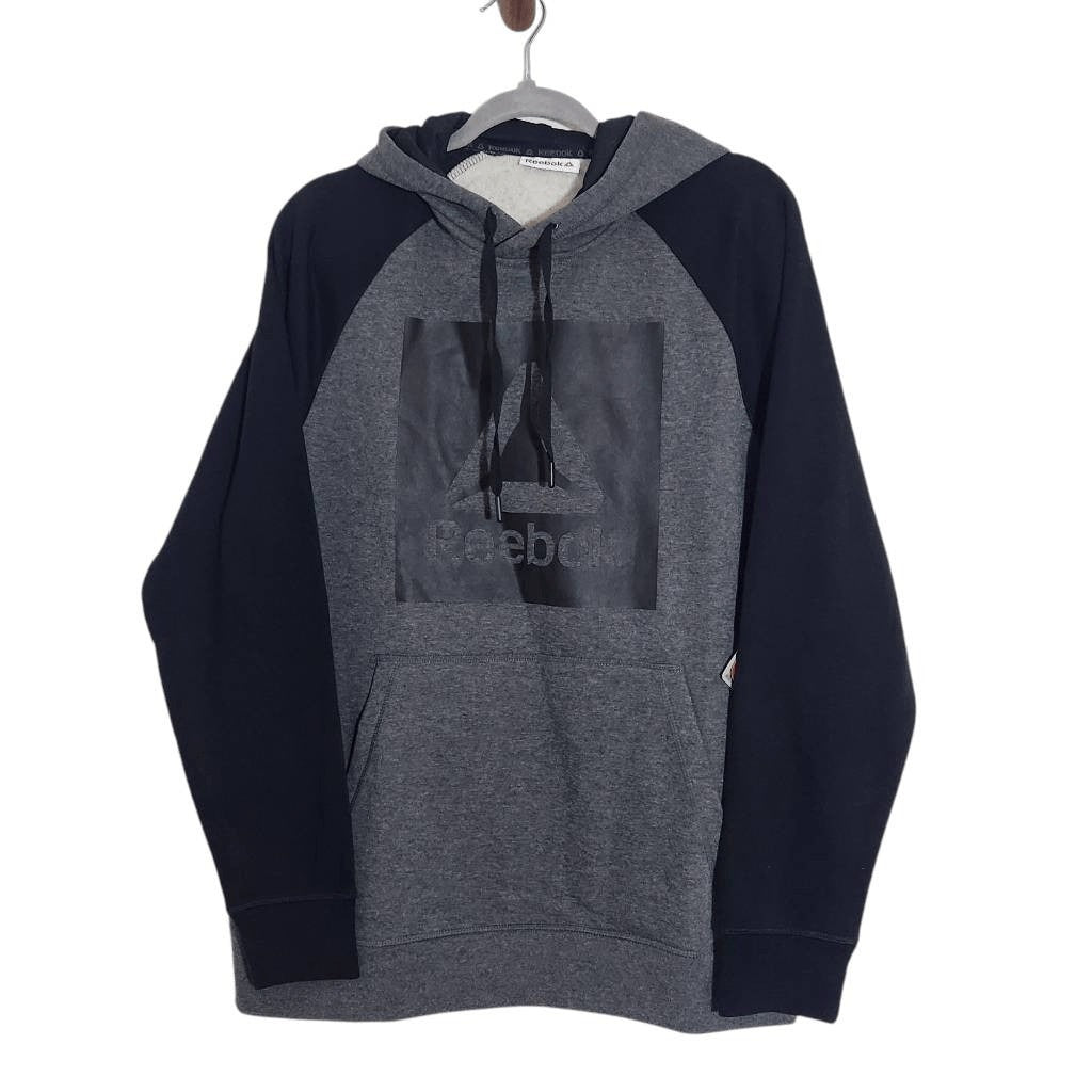 Reebok Charcoal Gray Logo Pullover Hoodie NWT Size Large Gray and Black Hoodie