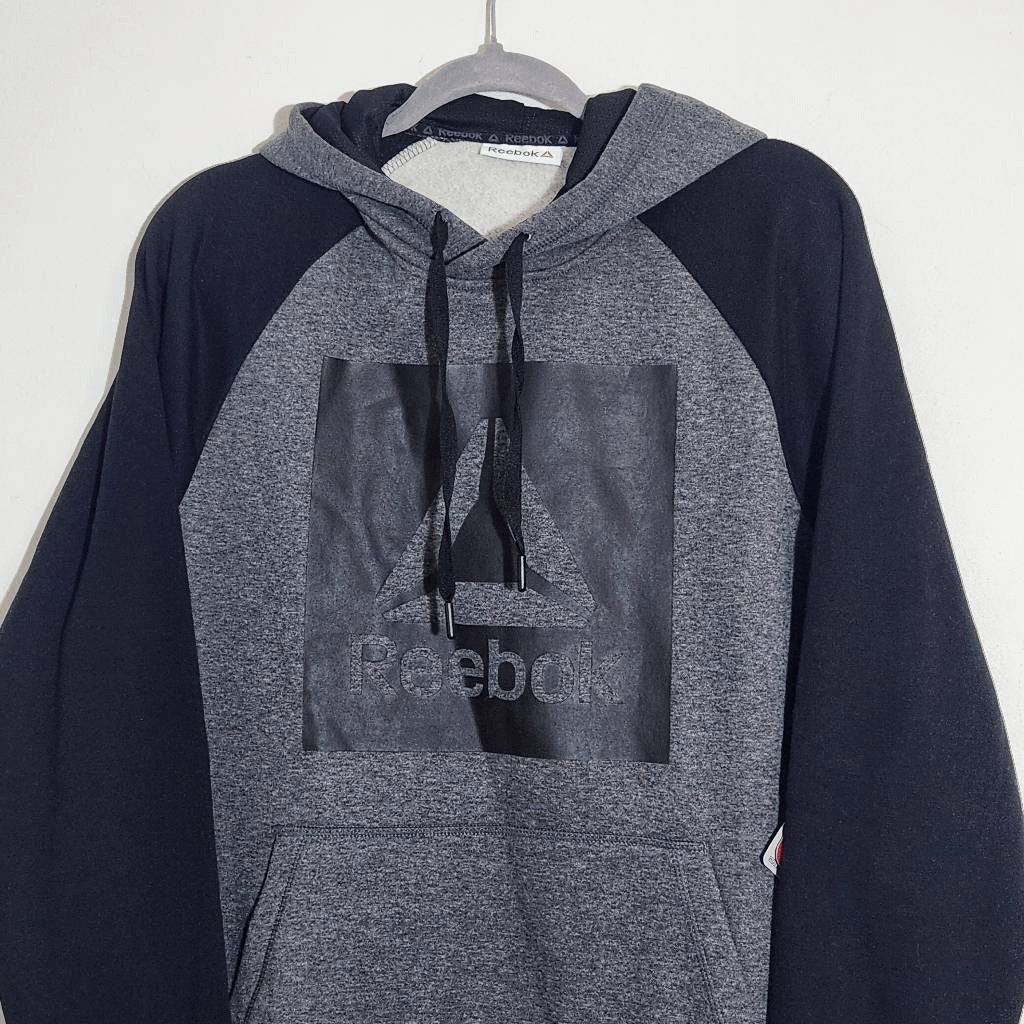 Reebok Charcoal Gray Logo Pullover Hoodie NWT Size Large Gray and Black Hoodie