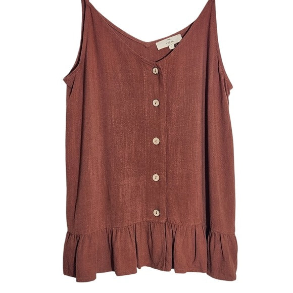 Entro Brown Boho Button Up Tank Size Large
