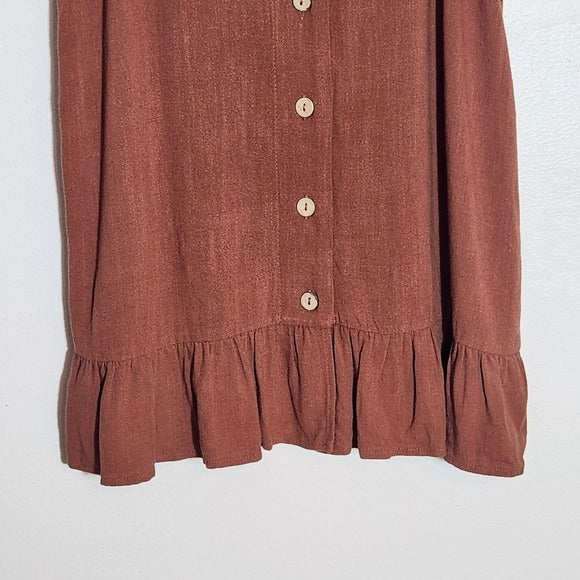 Entro Brown Boho Button Up Tank Size Large