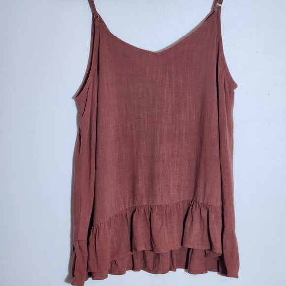 Entro Brown Boho Button Up Tank Size Large