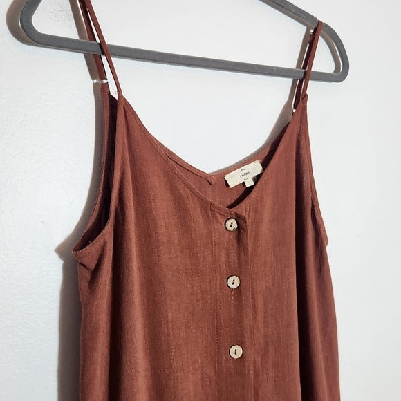 Entro Brown Boho Button Up Tank Size Large