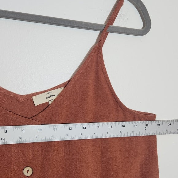 Entro Brown Boho Button Up Tank Size Large