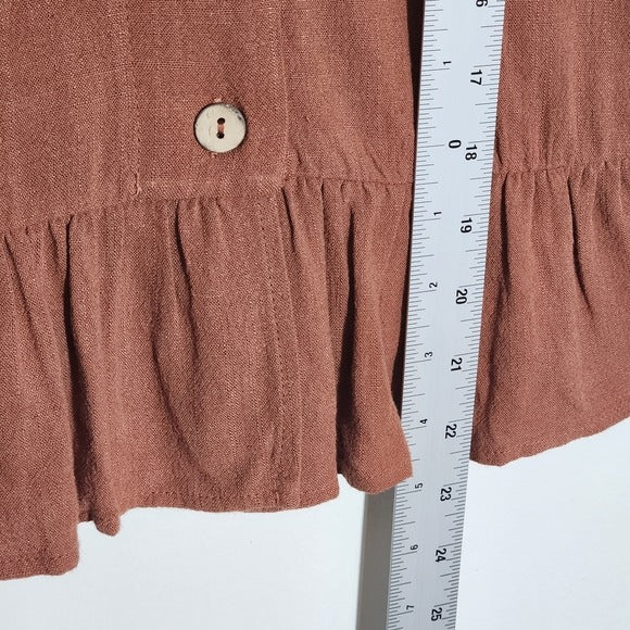 Entro Brown Boho Button Up Tank Size Large