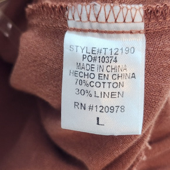 Entro Brown Boho Button Up Tank Size Large