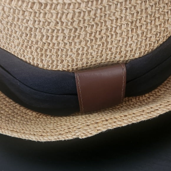 Tan Woven Sun Hat One Size Women's Woven Hat with Black Band
