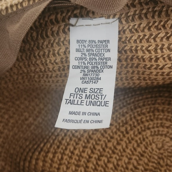 Tan Woven Sun Hat One Size Women's Woven Hat with Black Band