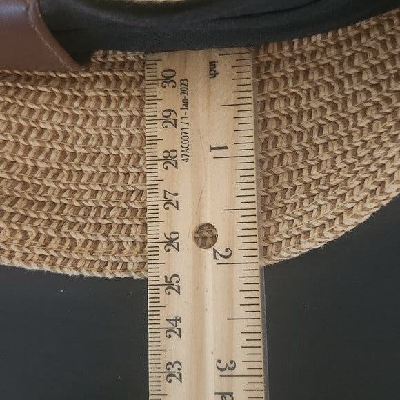 Tan Woven Sun Hat One Size Women's Woven Hat with Black Band