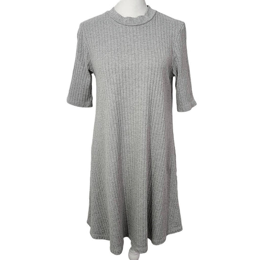 Uniqlo Gray Mock Turtleneck Ribbed Knit Dress Size Medium Gray Mini Dress