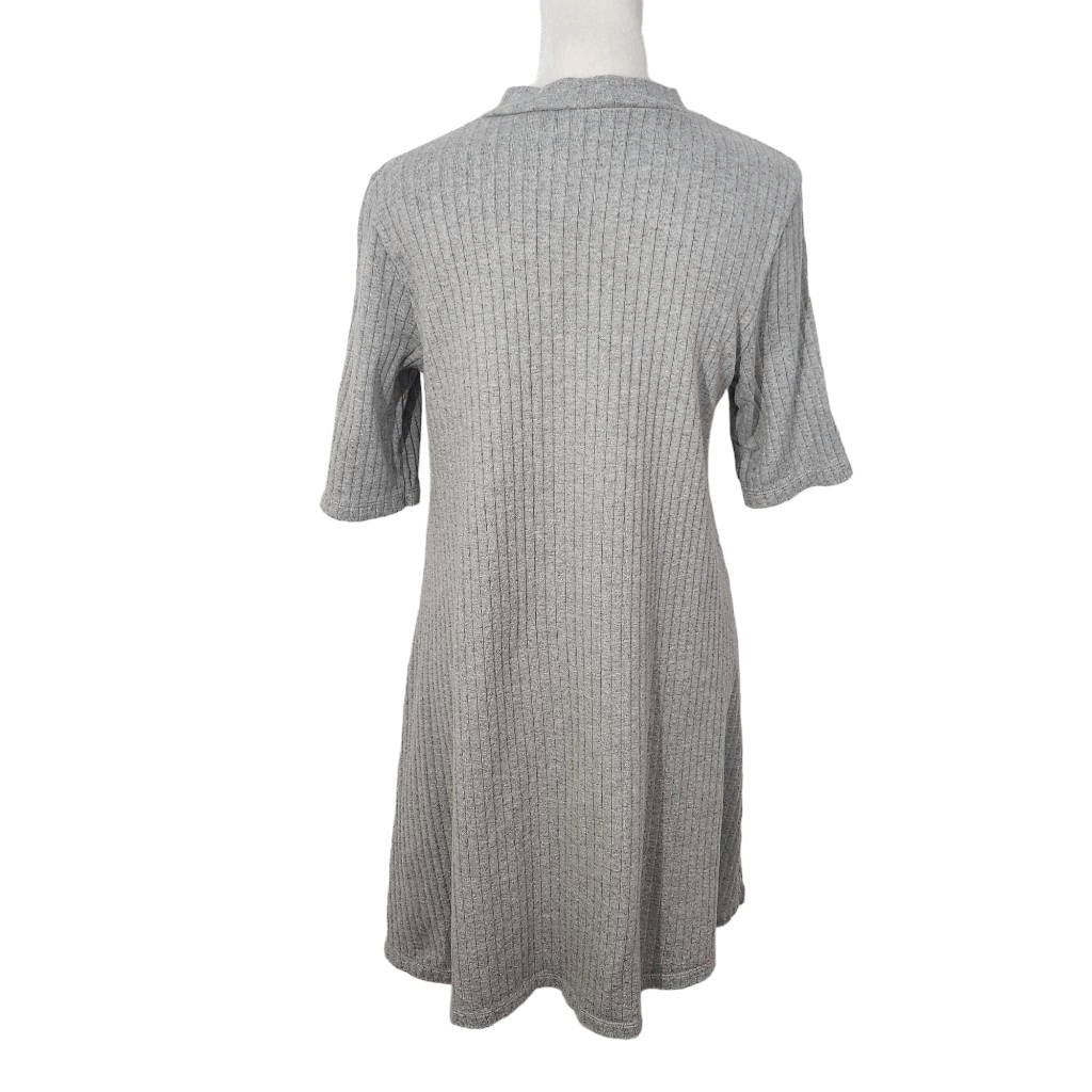 Uniqlo Gray Mock Turtleneck Ribbed Knit Dress Size Medium Gray Mini Dress