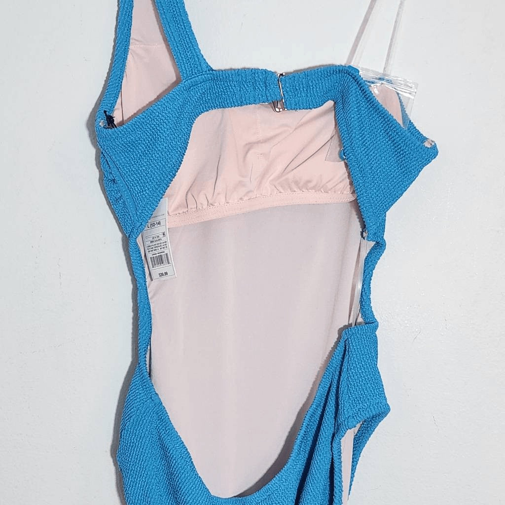 Shade & Shore Blue One-Shoulder One-Piece Swimsuit NWT Size Large 12-14