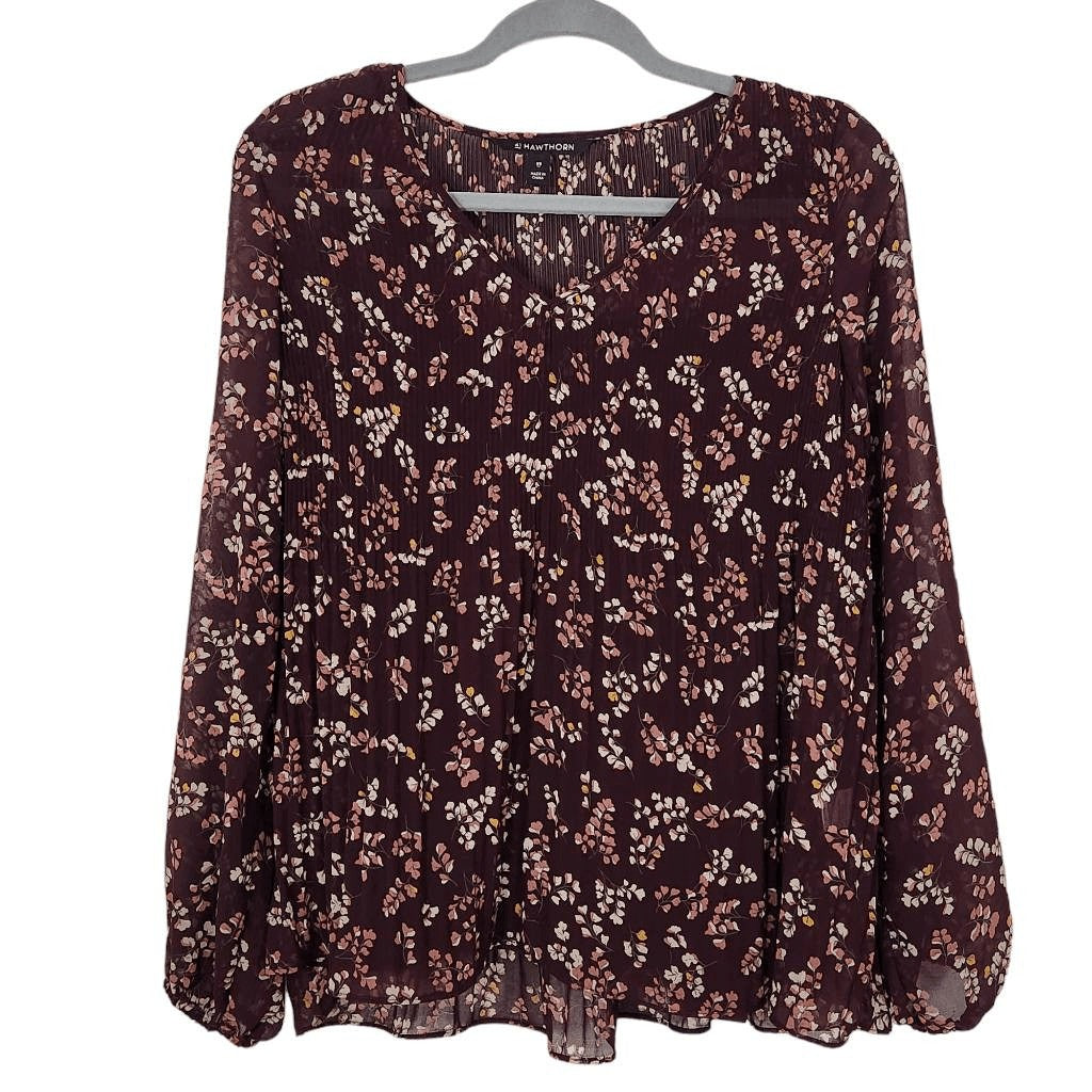 41 Hawthorn Burgundy Floral Peasant Blouse Size XS Oxblood Floral Boho Top