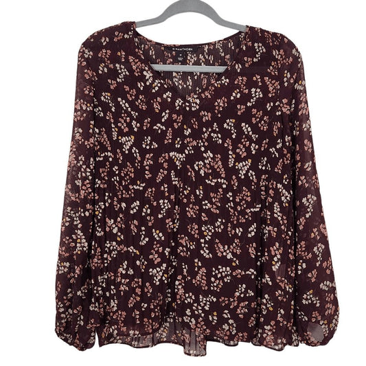 41 Hawthorn Burgundy Floral Peasant Blouse Size XS Oxblood Floral Boho Top