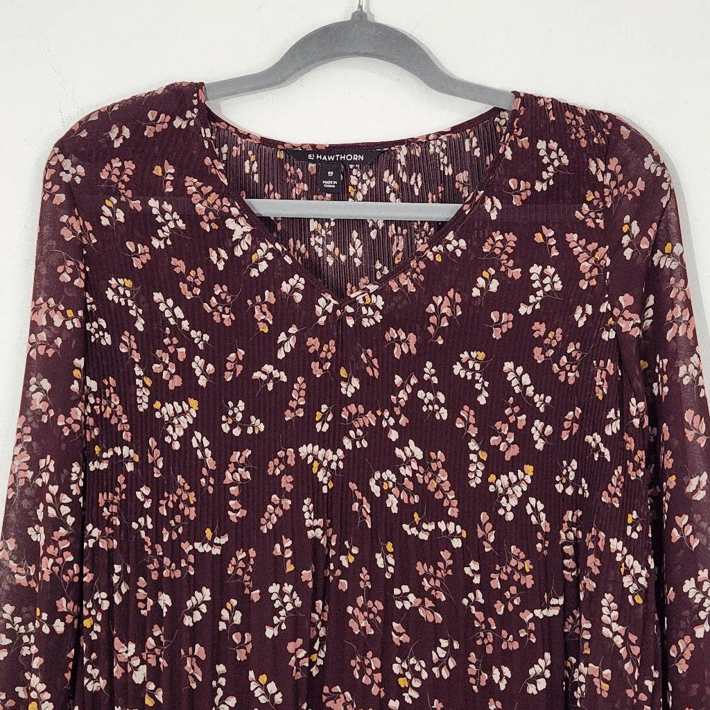 41 Hawthorn Burgundy Floral Peasant Blouse Size XS Oxblood Floral Boho Top