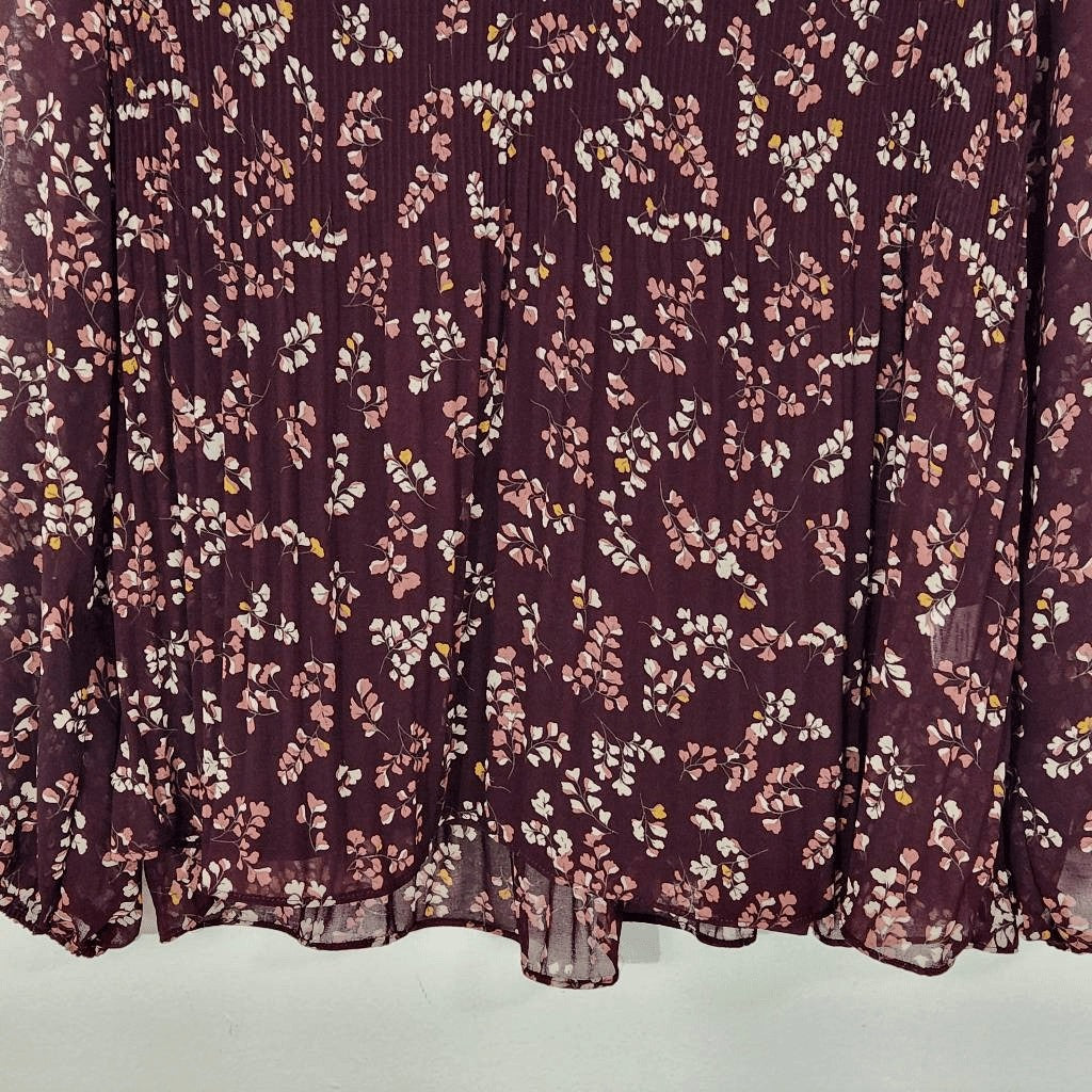 41 Hawthorn Burgundy Floral Peasant Blouse Size XS Oxblood Floral Boho Top
