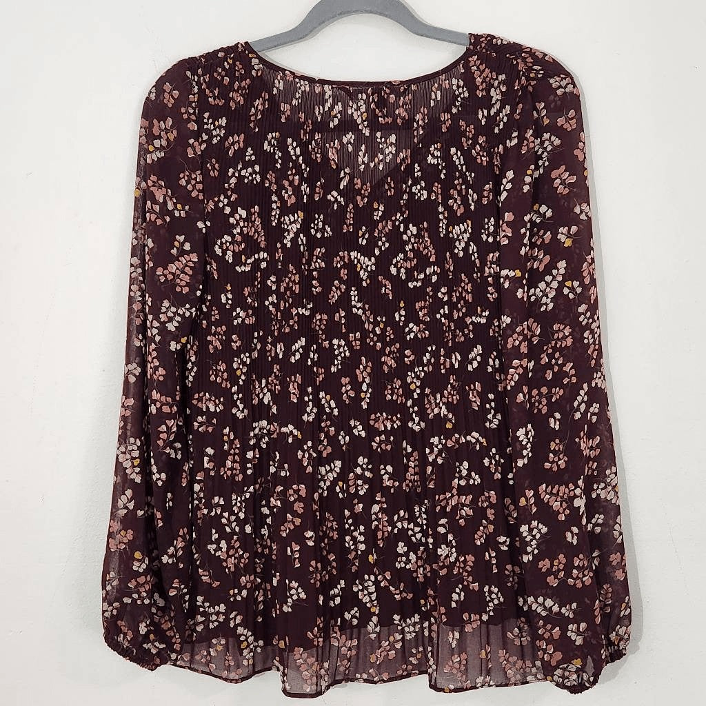 41 Hawthorn Burgundy Floral Peasant Blouse Size XS Oxblood Floral Boho Top