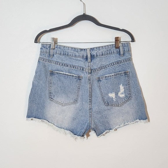 Shein Distressed Women's Jean Shorts NWT Size Large Light Wash Denim Shorts