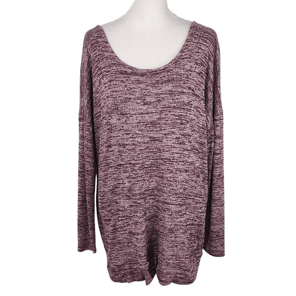 Athleta Plum Top with Draped Cutout in Back Size Medium Burgundy Knit Top