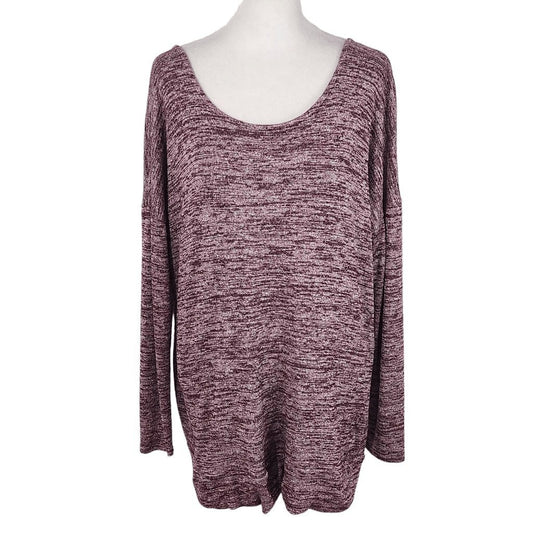 Athleta Plum Top with Draped Cutout in Back Size Medium Burgundy Knit Top
