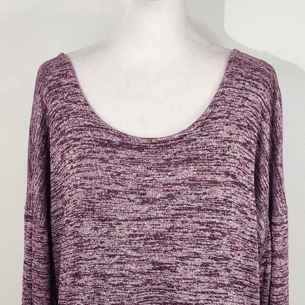 Athleta Plum Top with Draped Cutout in Back Size Medium Burgundy Knit Top