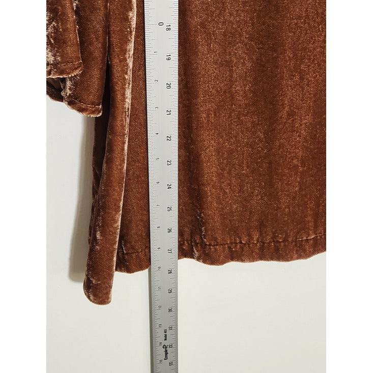J. Jill Boho Brown Velvet Embroidered Tunic Top Size 6