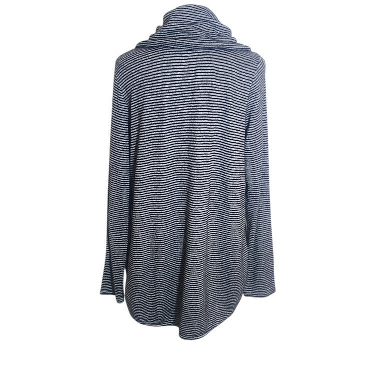 Dana Buchman Black and Gray Striped Cowl Neck Sweater Size Medium