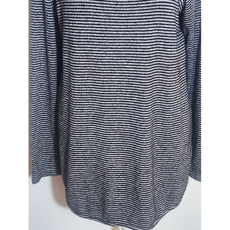 Dana Buchman Black and Gray Striped Cowl Neck Sweater Size Medium