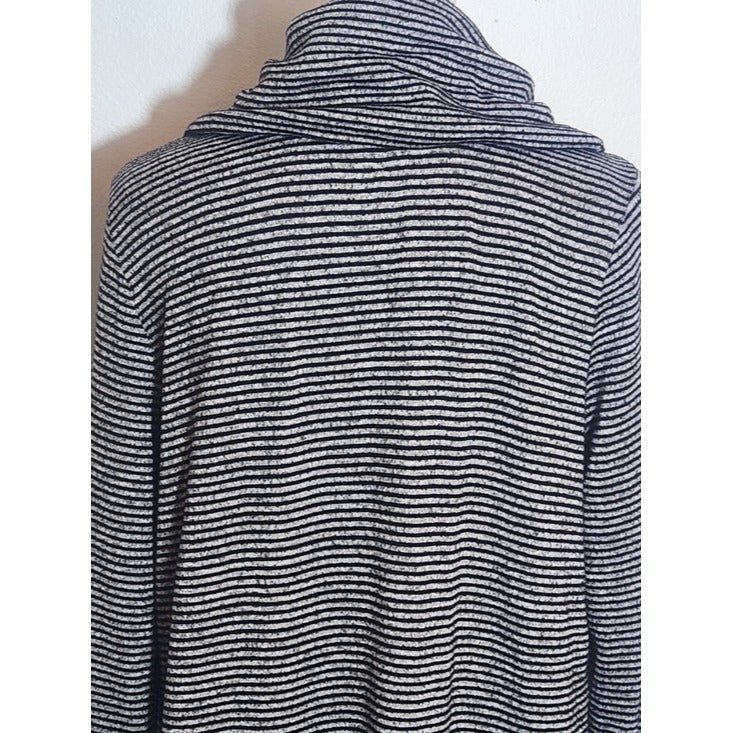 Dana Buchman Black and Gray Striped Cowl Neck Sweater Size Medium