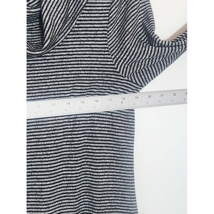 Dana Buchman Black and Gray Striped Cowl Neck Sweater Size Medium