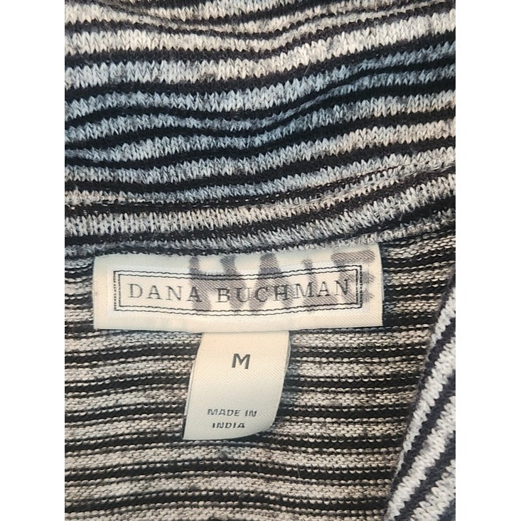 Dana Buchman Black and Gray Striped Cowl Neck Sweater Size Medium