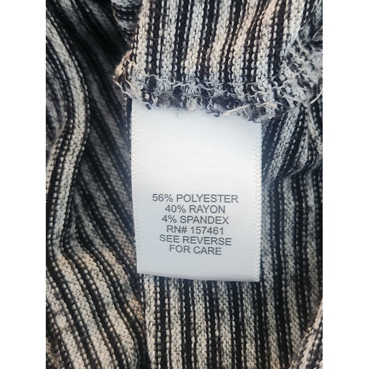Dana Buchman Black and Gray Striped Cowl Neck Sweater Size Medium