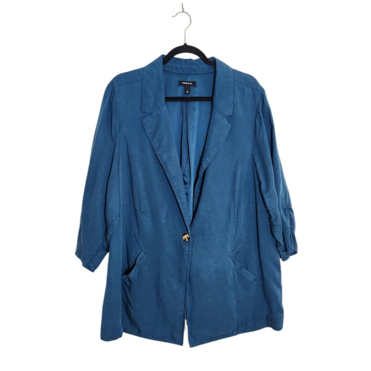 Torrid Blue Casual Single-Button Blazer Linen Blend Size 3X