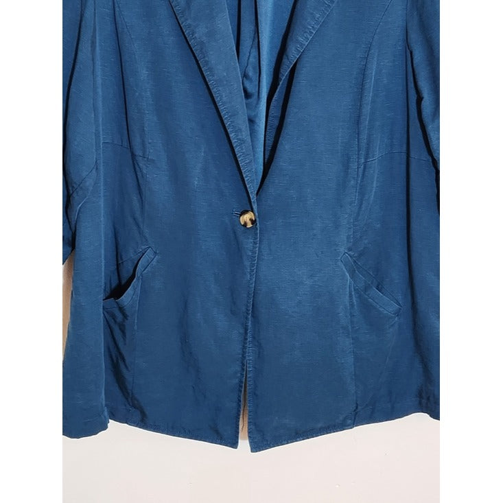 Torrid Blue Casual Single-Button Blazer Linen Blend Size 3X