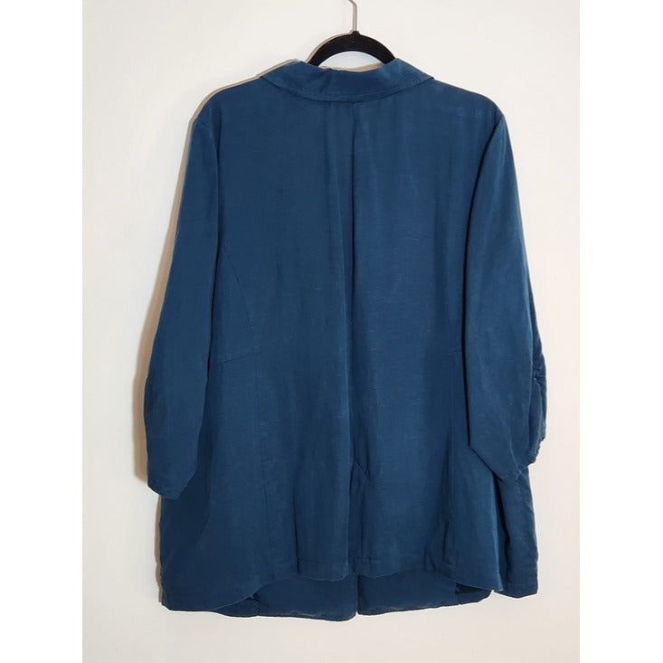 Torrid Blue Casual Single-Button Blazer Linen Blend Size 3X