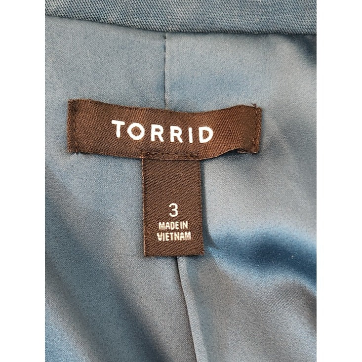 Torrid Blue Casual Single-Button Blazer Linen Blend Size 3X