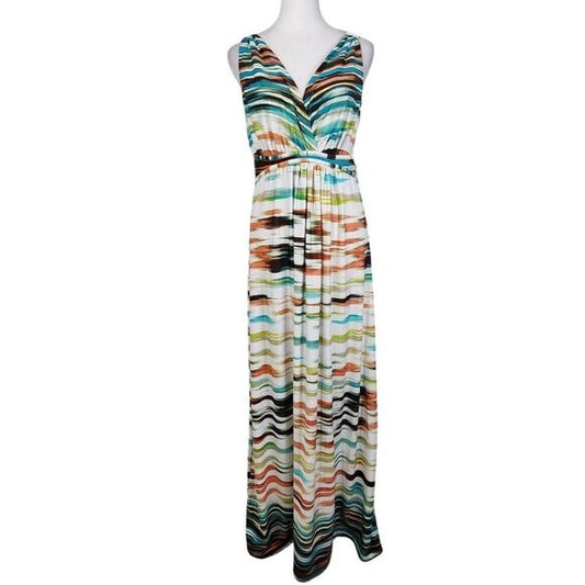 New Directions Multi-Color Sleeveless Maxi Dress Size Medium