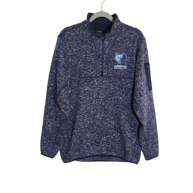 Antigua Memphis Grizzlies Heathered Navy Quarter Zip Pullover Size Large