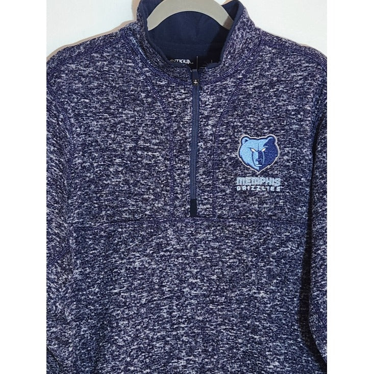 Antigua Memphis Grizzlies Heathered Navy Quarter Zip Pullover Size Large