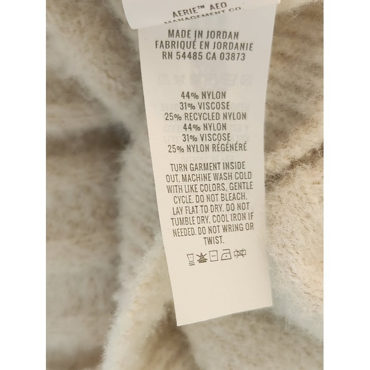 Aerie Cream Ribbed Fuzzy Sweater Size Medium