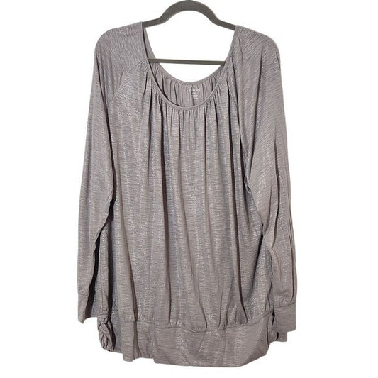 Lane Bryant Metallic Taupe Long Sleeve Top NWT Size 22/24 Taupe Blouse