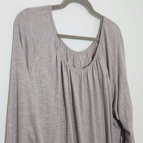 Lane Bryant Metallic Taupe Long Sleeve Top NWT Size 22/24 Taupe Blouse