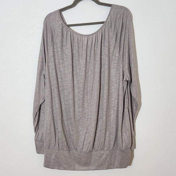 Lane Bryant Metallic Taupe Long Sleeve Top NWT Size 22/24 Taupe Blouse