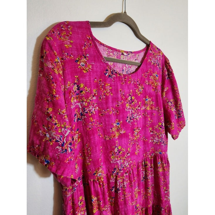 Magenta Pink Tiered Maxi Dress Size 2X