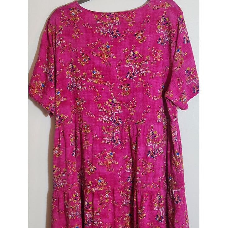Magenta Pink Tiered Maxi Dress Size 2X