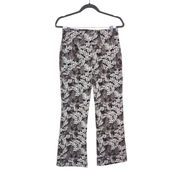 LOFT Brown and White Coral Print Cropped Bootcut Pants Size 2