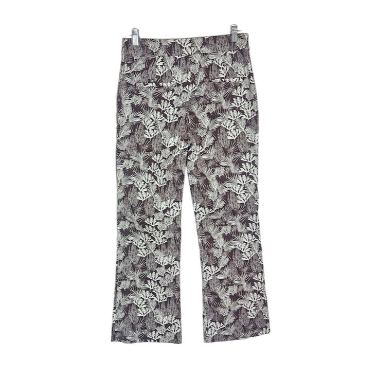LOFT Brown and White Coral Print Cropped Bootcut Pants Size 2