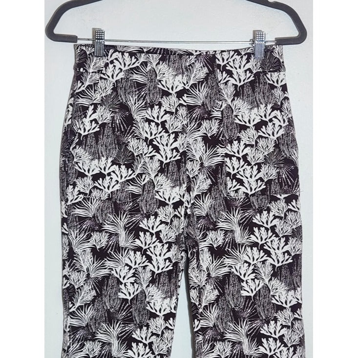 LOFT Brown and White Coral Print Cropped Bootcut Pants Size 2